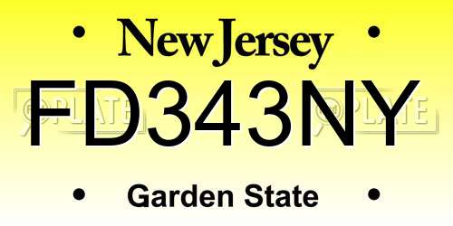 FD343NY New Jersey License Plate