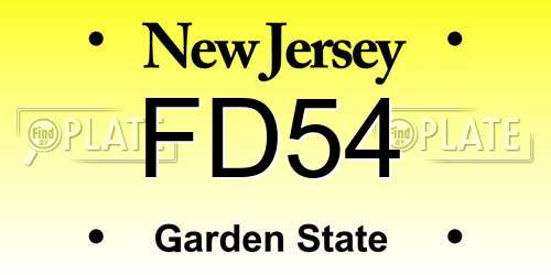 FD54 New Jersey License Plate