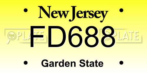 FD688 New Jersey License Plate