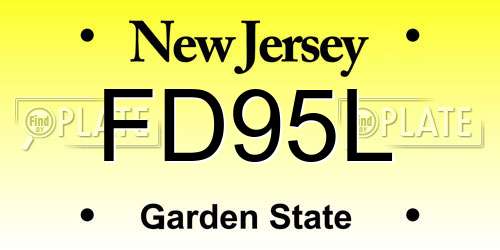 FD95L New Jersey License Plate