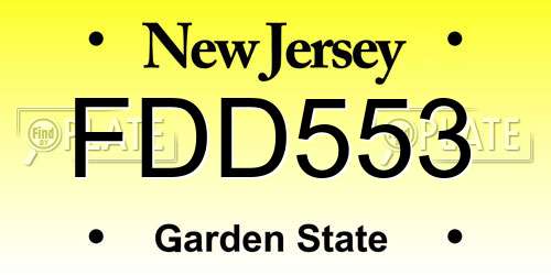 FDD553 New Jersey License Plate