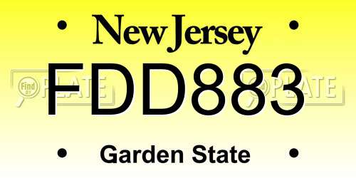 FDD883 New Jersey License Plate