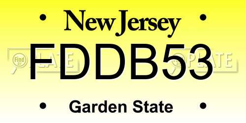FDDB53 New Jersey License Plate