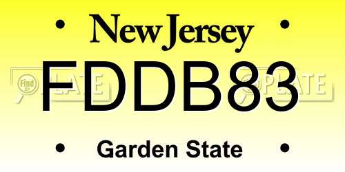 FDDB83 New Jersey License Plate