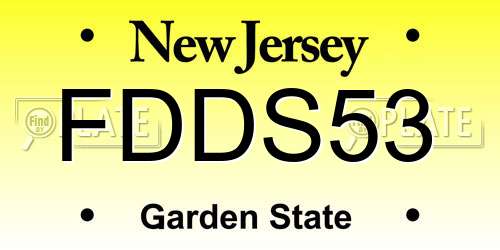 FDDS53 New Jersey License Plate