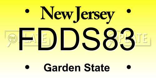 FDDS83 New Jersey License Plate