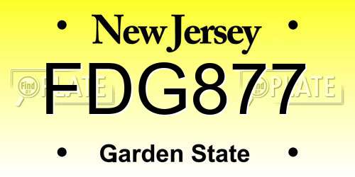 FDG877 New Jersey License Plate