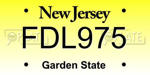 FDL975 New Jersey License Plate