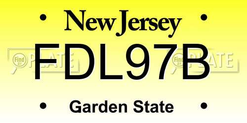 FDL97B New Jersey License Plate
