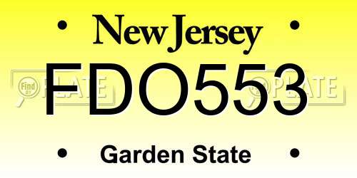 FDO553 New Jersey License Plate