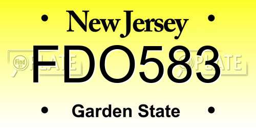 FDO583 New Jersey License Plate