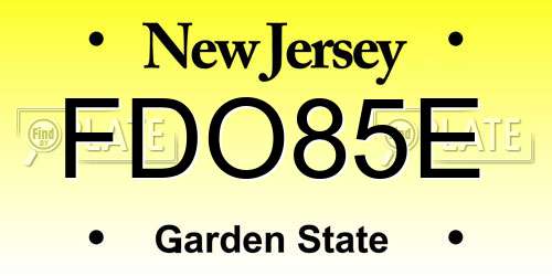 FDO85E New Jersey License Plate