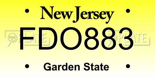 FDO883 New Jersey License Plate