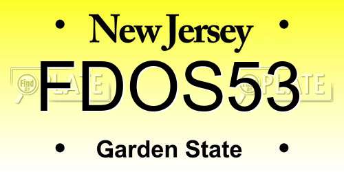 FDOS53 New Jersey License Plate
