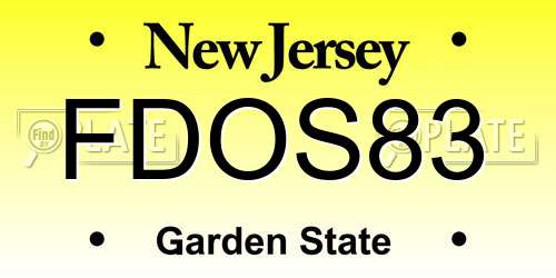 FDOS83 New Jersey License Plate