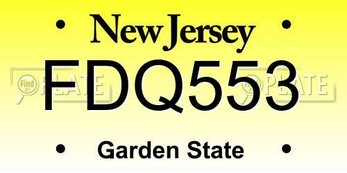 FDQ553 New Jersey License Plate