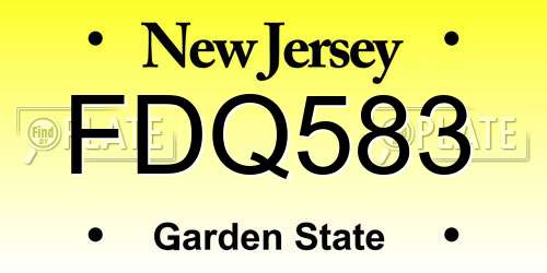 FDQ583 New Jersey License Plate