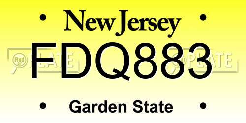 FDQ883 New Jersey License Plate