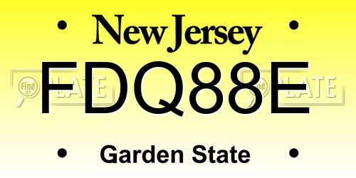 FDQ88E New Jersey License Plate