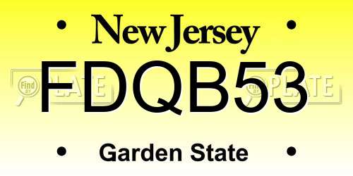 FDQB53 New Jersey License Plate