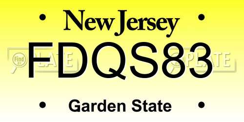 FDQS83 New Jersey License Plate