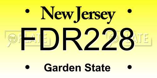 FDR228 New Jersey License Plate