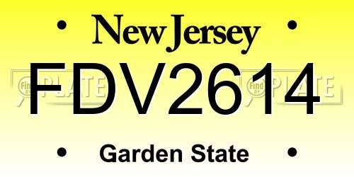 FDV2614 New Jersey License Plate