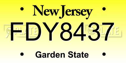 FDY8437 New Jersey License Plate