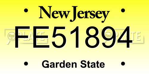 FE51894 New Jersey License Plate