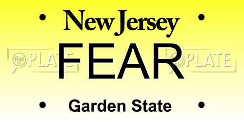FEAR New Jersey License Plate