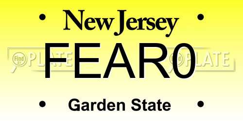 FEAR0 New Jersey License Plate