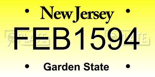 FEB1594 New Jersey License Plate
