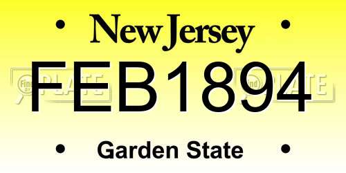 FEB1894 New Jersey License Plate