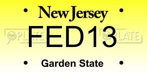 FED13 New Jersey License Plate