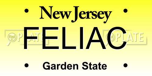 FELIAC New Jersey License Plate