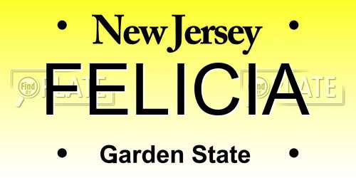 FELICIA New Jersey License Plate