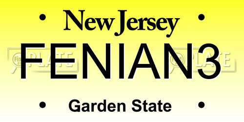 FENIAN3 New Jersey License Plate