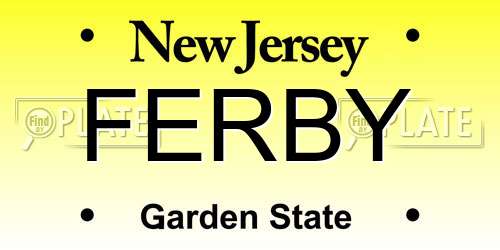 FERBY New Jersey License Plate