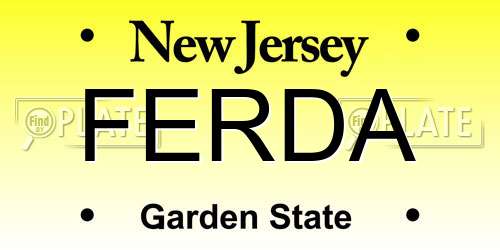 FERDA New Jersey License Plate