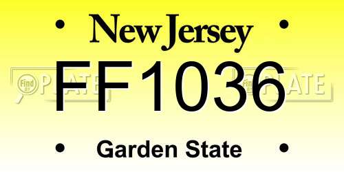 FF1036 New Jersey License Plate