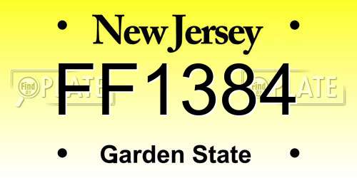 FF1384 New Jersey License Plate