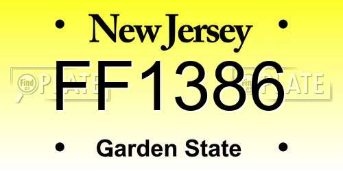 FF1386 New Jersey License Plate