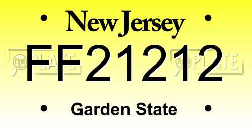 FF21212 New Jersey License Plate