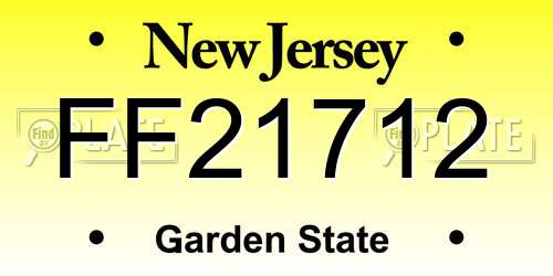 FF21712 New Jersey License Plate