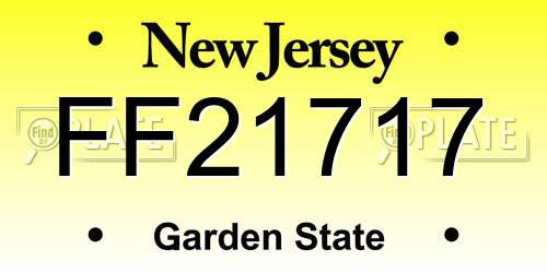 FF21717 New Jersey License Plate