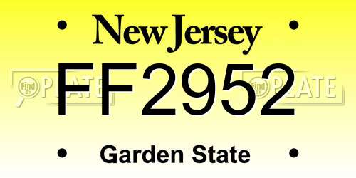 FF2952 New Jersey License Plate