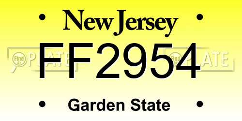 FF2954 New Jersey License Plate