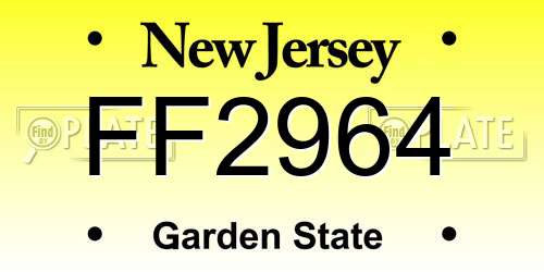 FF2964 New Jersey License Plate