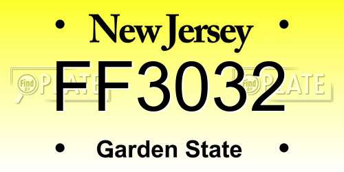 FF3032 New Jersey License Plate