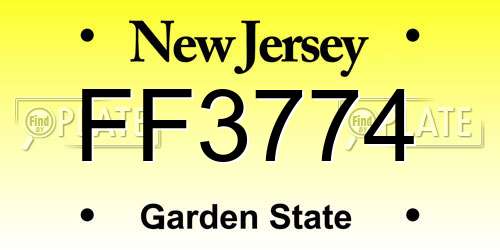 FF3774 New Jersey License Plate